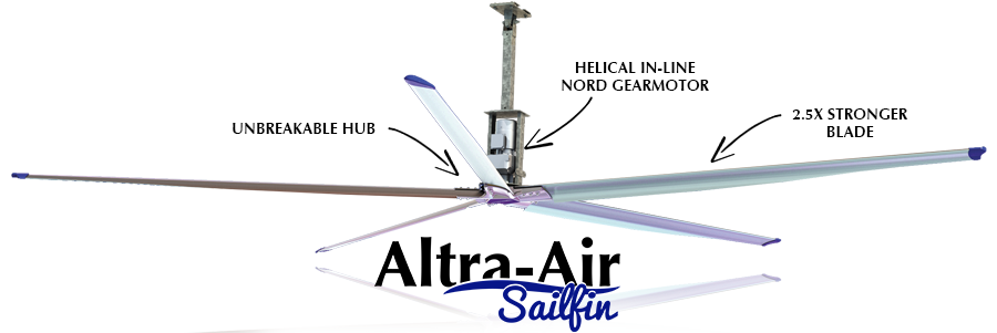 Envira-North Systems 16 Foot Sailfin HVLS Ceiling Fan